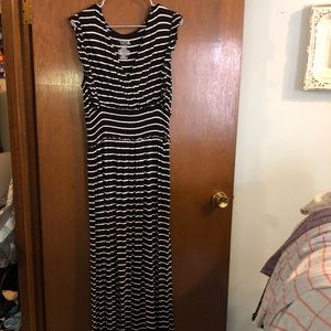 Black and white stripped maxi dress